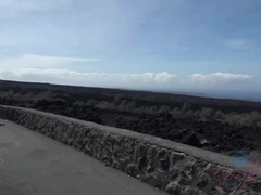 Ariel loves spending the day checking out the volcano, and the ocean.