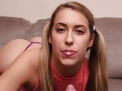 Pretty Pigtailed Kimber Lee Plays Vacuum Penis Cleaner!