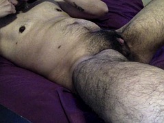 Hairy ftm nipple play and handsfree orgasm