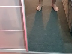 Stepson challenges his stepmom to suck his cock in front of the mirror