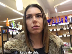 POV sex with a young brunette in the store
