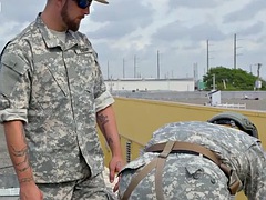 Military bottom stud assfucked in front of older voyeur