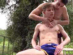 euro twink in shorts plowed by ample cocked jock outdoors