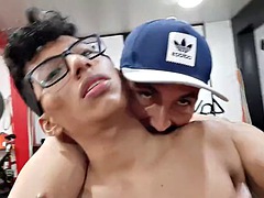 Colombian gay boy gets fucked in the gym by his trainer