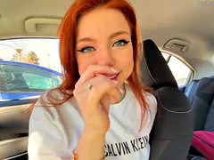 PUBLIC blowjob in the CAR! Swallowed all the cum!
