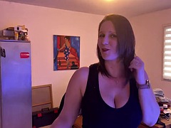 POV encounter, striptease, handjob, blowjob and sex with a chubby MILF