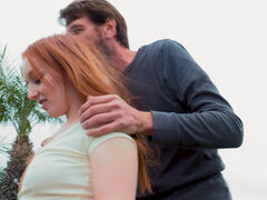 Redheaded teen Cleo Clementine dominated by an old guy