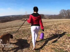 Wife in white yoga pants