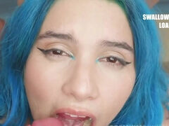 Blue-haired teen bukkake filthy porn