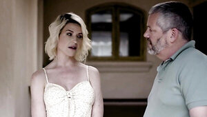 Stepson cucks his stepdad with a slutty blonde wife