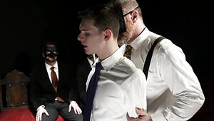 Submissive lad is geting used by three dominant men