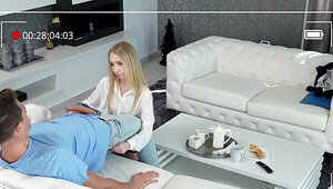 Dude watches his beloved blonde girl get silly fucked