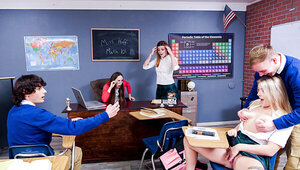 Horny girls are being shown in a wild classroom compilation