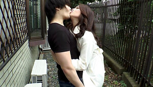 Making out after work leads to a public blowjob by Maki Hojo