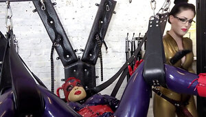 Rubbertoy gets completely immoblized and his dick trained