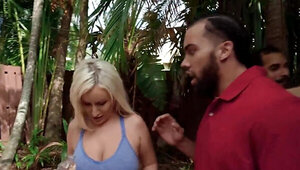 Tiffani Madison goes topless to seduce a hung black guy
