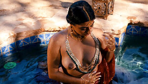 Jasmine Sherni fucking her wet Indian pussy poolside