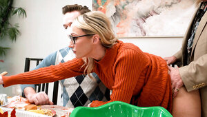 The family is celebrating the holidays with an orgy