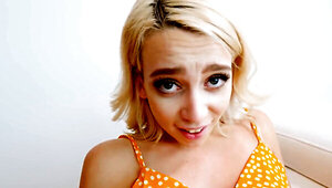 Hot blonde enjoys some fun with a horny stepbrother