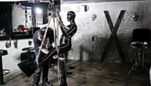 Libertine fetish en latex en confine limit restrain bondage shibari hog tied Restrict Restrain Bondage & Discipline