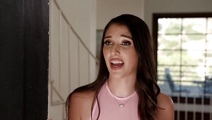 Brunette looks perfect with a black cock in her pussy