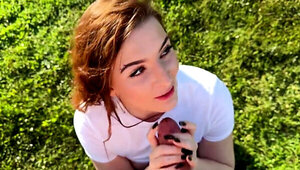 Good looking teen babe gets power fucked by the pond