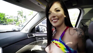 Love likes cock-sucking and riding and does it in car
