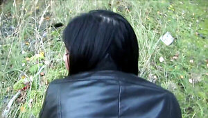 POV public fucking with a brunette in a slutty thong