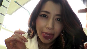 Making out after work leads to a public blowjob by Maki Hojo