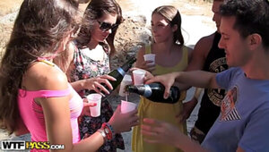 Incredible college orgy on the beach