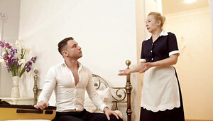 Room service lady gets to enjoy a younger dick inside