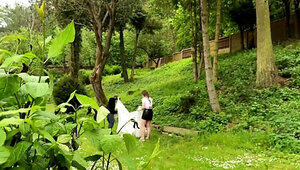 Inked beauty cheating on her man in a very scenic spot