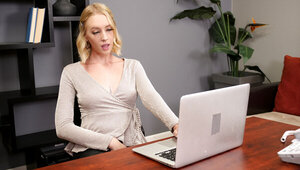 Leggy small tits blonde secretary cautiously satisfies a salesman