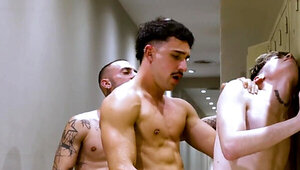 Group bang after the soccer practice so they can relax