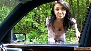 Slim teen Belle Claire fucked in the car