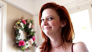 Redheaded girl is serious about all this oral pleasure