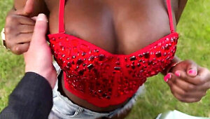 Big boobs black girl takes white dick like crazy