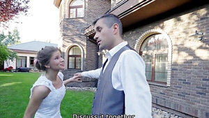 Bride with a hot body takes cock and her cuck is NOT happy