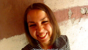 Cheerful girl from Russia is going to have sex in the solarium