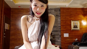 Busty Chinese girl banging her partner in point of view