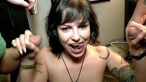 Naughty whores can't let fat dick slip out of their holes
