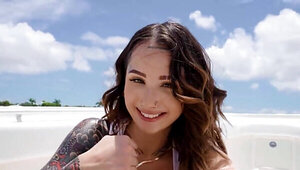 Inked girl cannot wait to take his dick on a boat too