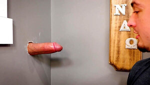 Giving a blowjob at the gloryhole and then doing more