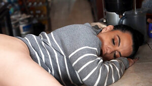 Sandy Love and Lola Aiko doing it under the counter