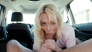 Kenna James riding the big cock of Ricky inside of a car