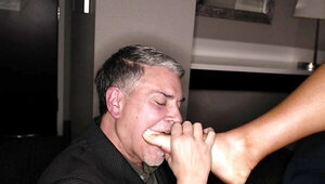 Michael Stefano worshipping the feet of Dre Delevingne