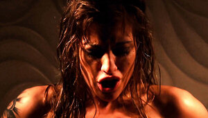 Sweaty slut with tattoos going wild with his boner