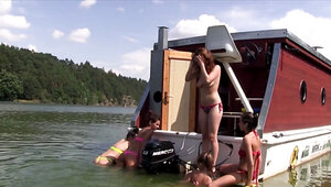 Girls in sexy bikinis fool around and get ready to get off