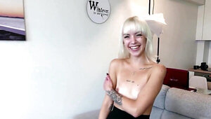 Amateur blonde is getting interviewed and teased