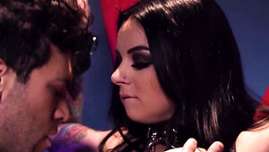 Domination session for a very busty brunette goth girl